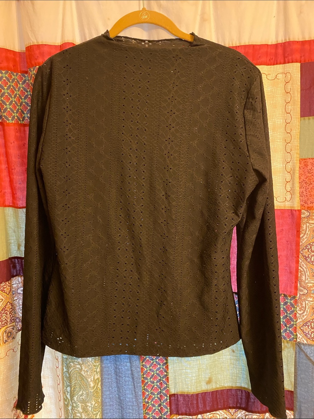 Black Eyelet Long Sleeve Top